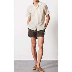 TODD SNYDER SUMMERWEIGHT CAFE SHIRT IN PISTACHIO STRIPE SZ L Ret $138